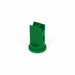 Green plastic component on a white background