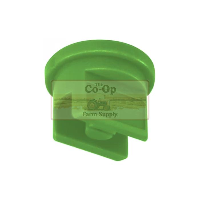 Green plastic Spray nozzle with 'The Co-Op Farm Supply' logo on a white background