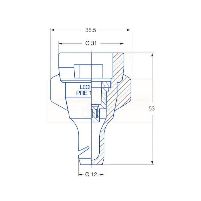 Dimension drawing for L.pre.130.05.pom nozzle