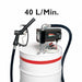 Pump with hoses and a white container labeled '40 L/Min.' on a white background