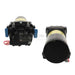 Two black mechanical components on a white background