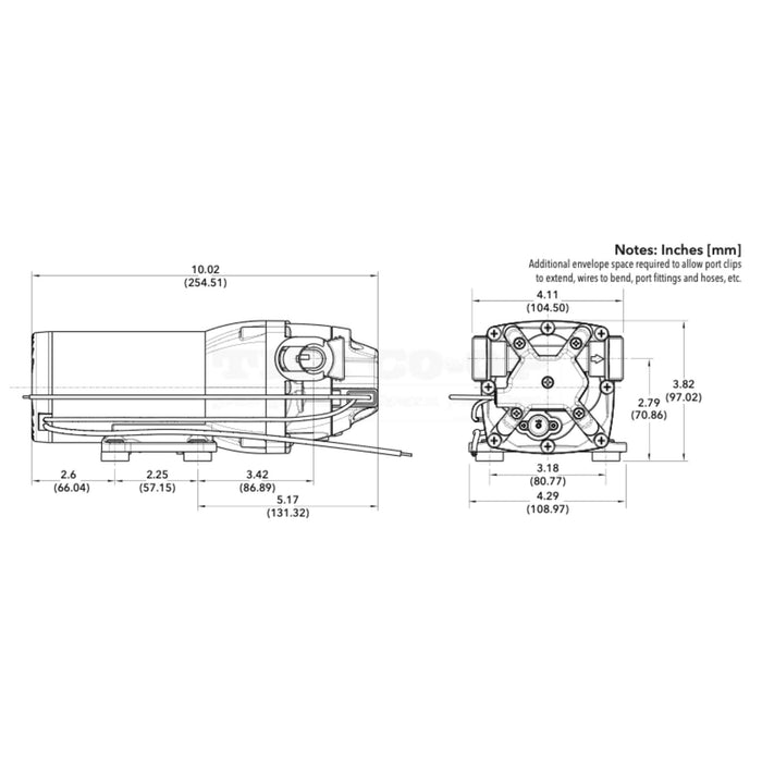 Technical drawing of a mechanical component with dimensions labeled