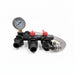 Pump pressure regulator with hoses and gauges on a white background