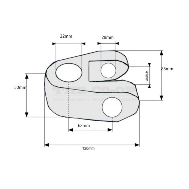 Technical drawing of a metal component with dimensions