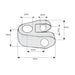 Technical drawing of a metal component with dimensions
