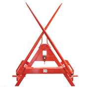 Folded tractor linkage bale frame 