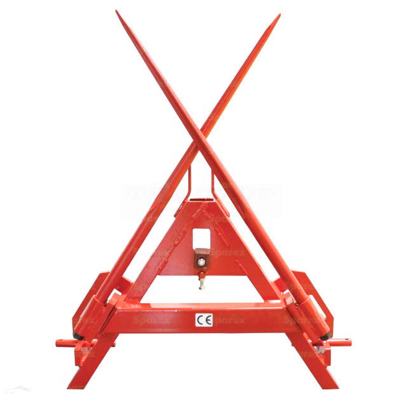 Folded tractor linkage bale frame 