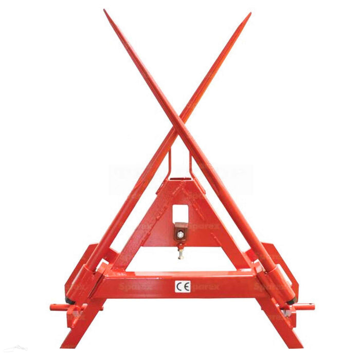 Folded tractor linkage bale frame 