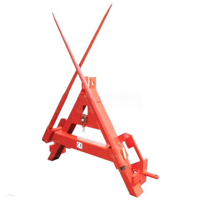 Tractor bale frame with folded tine quick hitch linkage mount