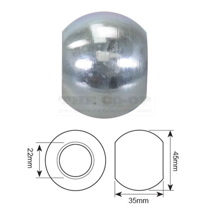 Metallic ball with dimensions on a white background s.1366