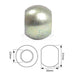 Metallic ball with dimensions on a white background