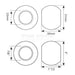 Technical drawing of four circular components with dimensions