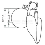 Rapid Hitch Lower Link Ball, Guide Cone and Linch Pin (Cat. 2/3) imperial dimensions
