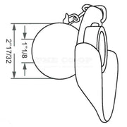 Heavy Duty Rapid Hitch Lower Link Ball Cat. 3/2, Guide Cone and Linch Pin Imperial dimensions