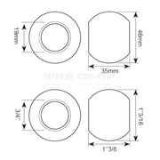 Technical drawing of a circular component with dimensions labeled