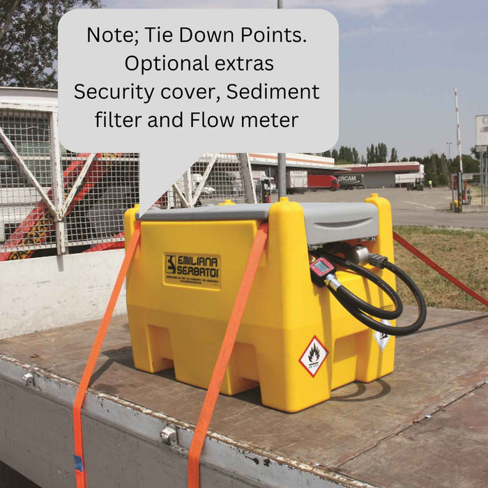 12 volt Diesel Carrytank 220L detailing accessories and Tie down points