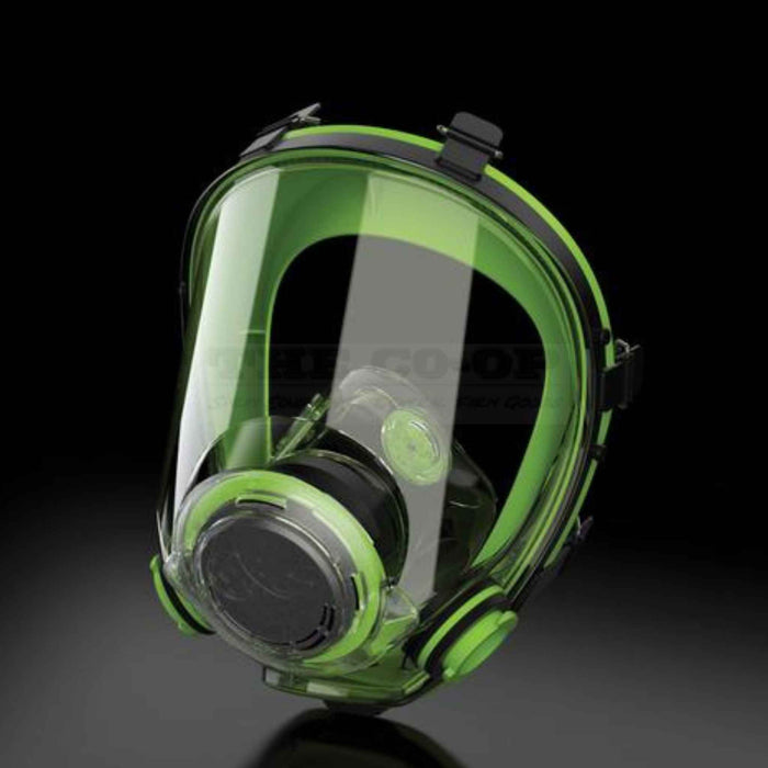 Full face chemical mask with silicone seal connections lhs
