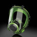 Full face chemical mask with silicone seal connections lhs