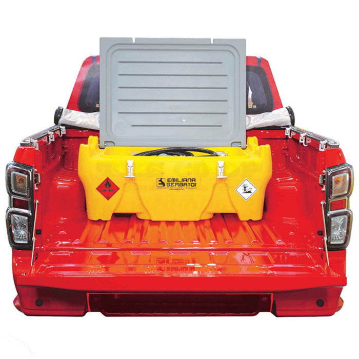 220 litre Carry Diesel Tank S.164439 in rear of vehicle with lid open