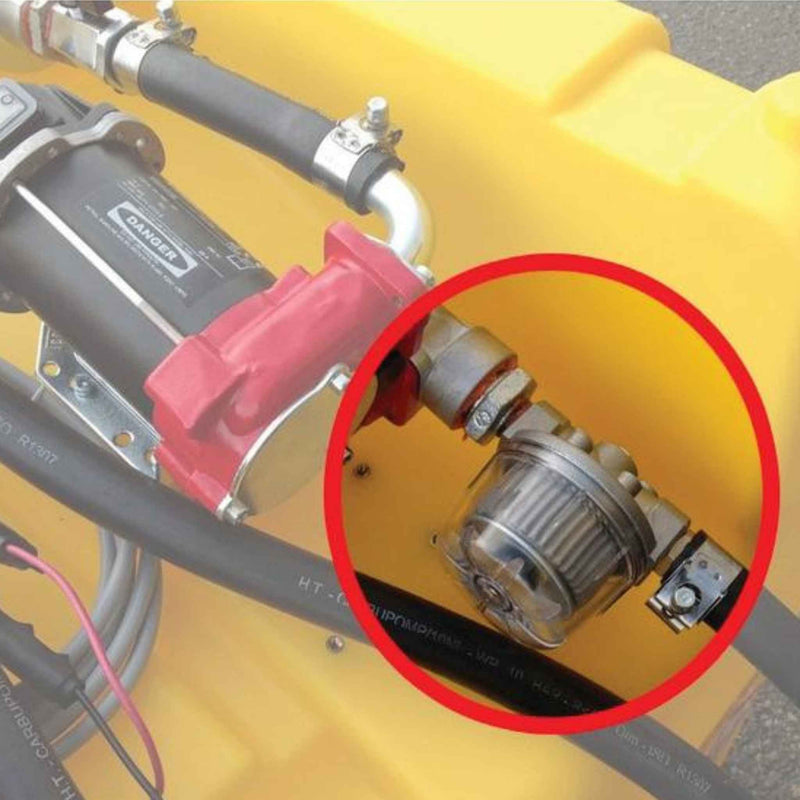 CARRYTANK inline sediment Fuel Filter highlighted on diesel fuel transport tank