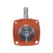 bottom view of right angle drive Gearbox, 30 hp, Ratio: 1:1:92 on white background