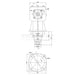 right angle drive Gearbox, 30 hp, Ratio: 1:1:92 on white background Technical drawing with dimensions and annotations on a white background