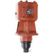 Red mechanical Gearbox, T Type, 30 hp, Ratio: 1:1:92 Increase component on a white background input view
