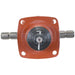 Red mechanical Gearbox, T Type, 30 hp, Ratio: 1:1:92 Increase component on a white background base view