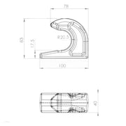 Front Loader Bracket - Weld on Hook dimensions