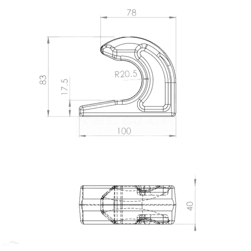 Front Loader Bracket - Weld on Hook dimensions