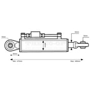Hydraulic Top Link, Cat 1/1  Ball Ends, 470-680 mm metric dimensions