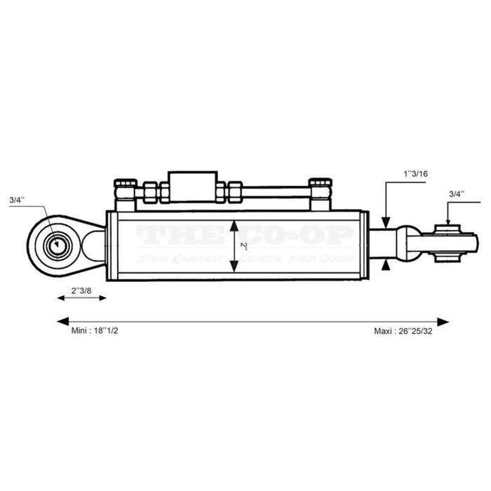 Hydraulic Top Link, Cat 1/1  Ball Ends, 470-680 mm imperial dimensions