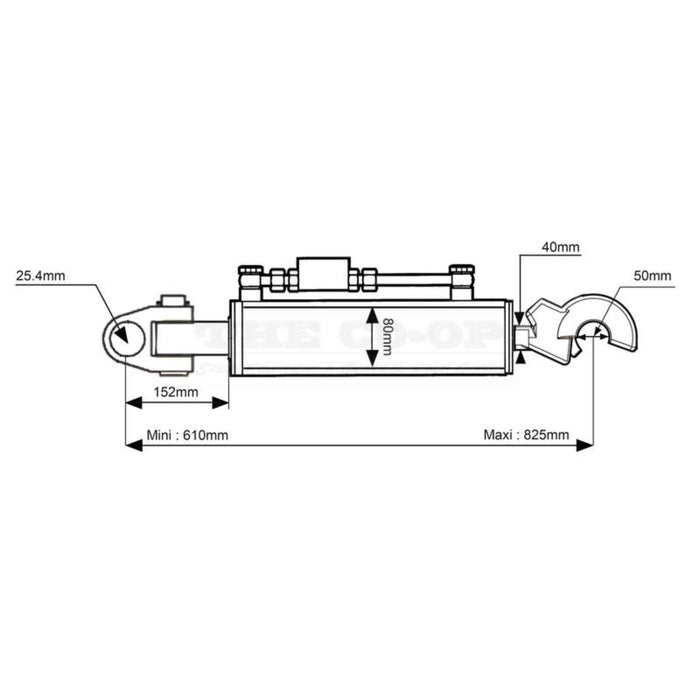 Technical drawing of a mechanical component with dimensions labeled