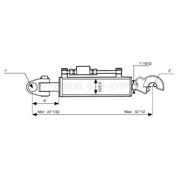 Technical drawing of a mechanical component with dimensions labeled