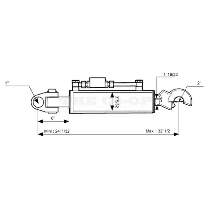 Technical drawing of a mechanical component with dimensions labeled