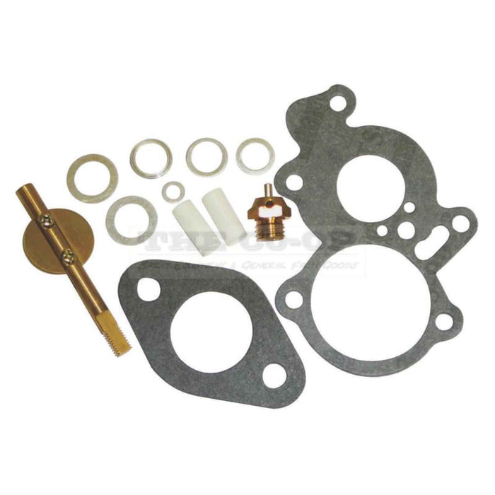 Mechanical parts including gaskets and washers on a white background