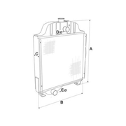 Technical drawing of a radiator with labeled dimensions on a white background