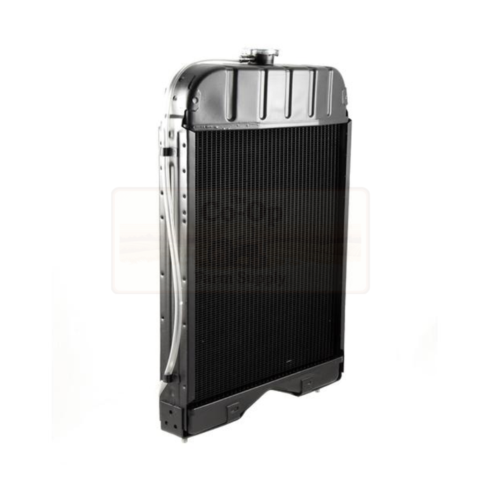 Tractor radiator with a metallic top on a white background