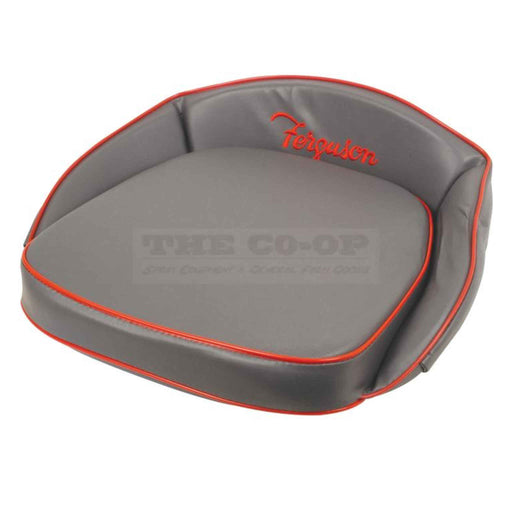 Gray and red seat cover with 'Ferguson'  branding on a white background