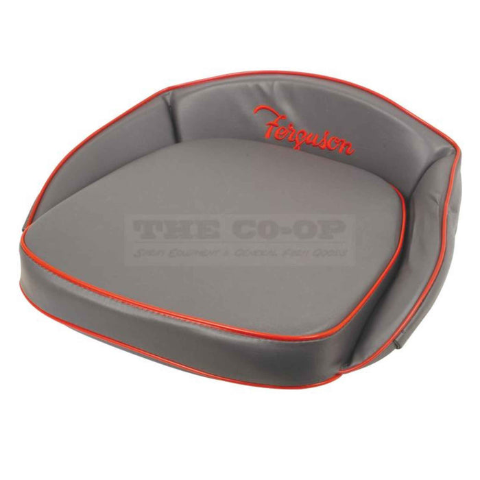 Gray and red seat cover with 'Ferguson'  branding on a white background