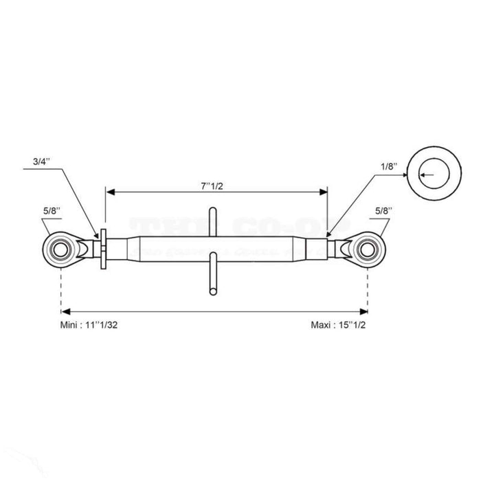 Top Link (Cat.0/0 (Ø16/16mm)) Ball and Ball, 3/4, Min. Length: 280mm.
