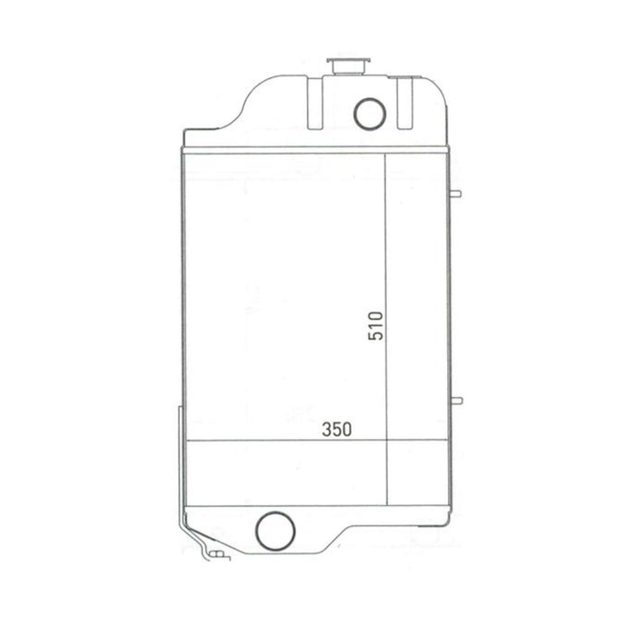Technical drawing of a rectangular component with dimensions on a white background