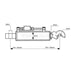 Technical drawing of a mechanical component with dimensions labeled