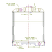Technical drawing of a mechanical component with dimensions and labels