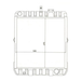 Technical drawing of a radiator with dimensions on a white background