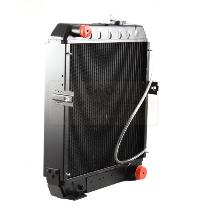 Tractor radiator with hoses on a white background