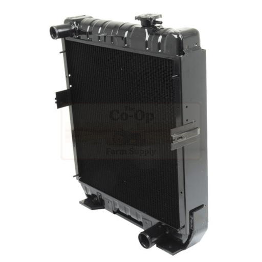 Black radiator with 'Co-op' branding on a white background
