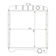 Technical drawing of a radiator with dimensions on a white background