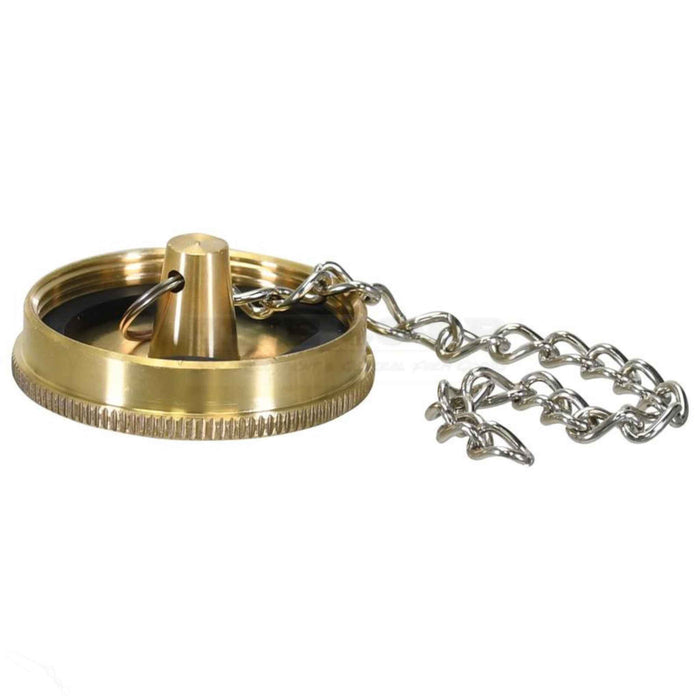 Brass Fuel Ca with Chain for Ferguson TE series tractor fuel tanks 825569M91 underside view