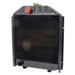 Black radiator with red cap on a white background